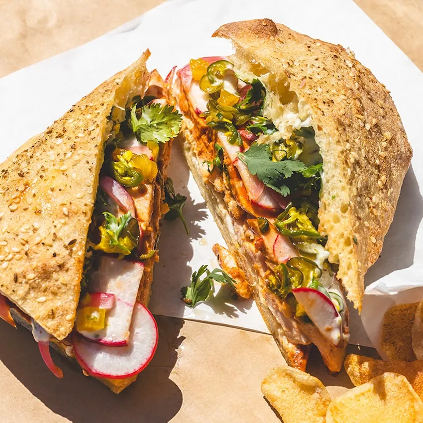 pastor sandwich on fresh baked ciabatta